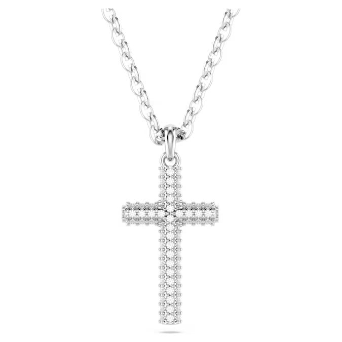 Swarovski Insigne pendant, Pavé, Cross, White, Rhodium plated