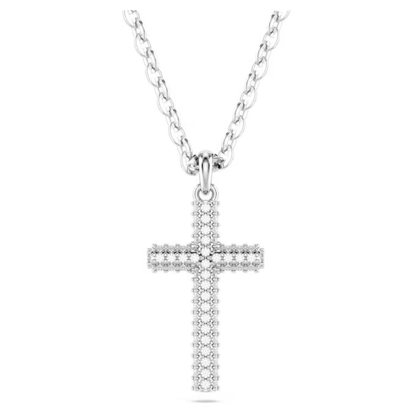 Swarovski Insigne pendant, Pavé, Cross, White, Rhodium plated