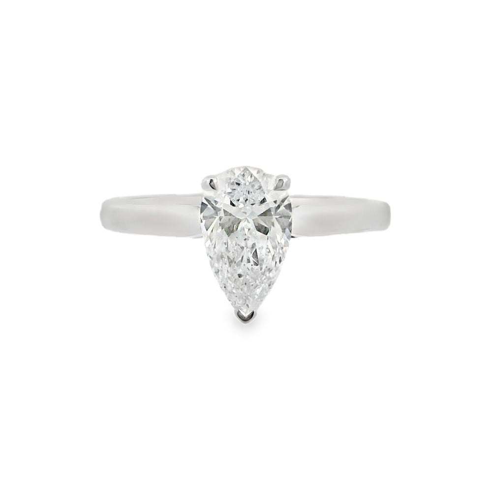 Pear Cut Single Stone 1.00ct Lab Grown Diamond, Platinum