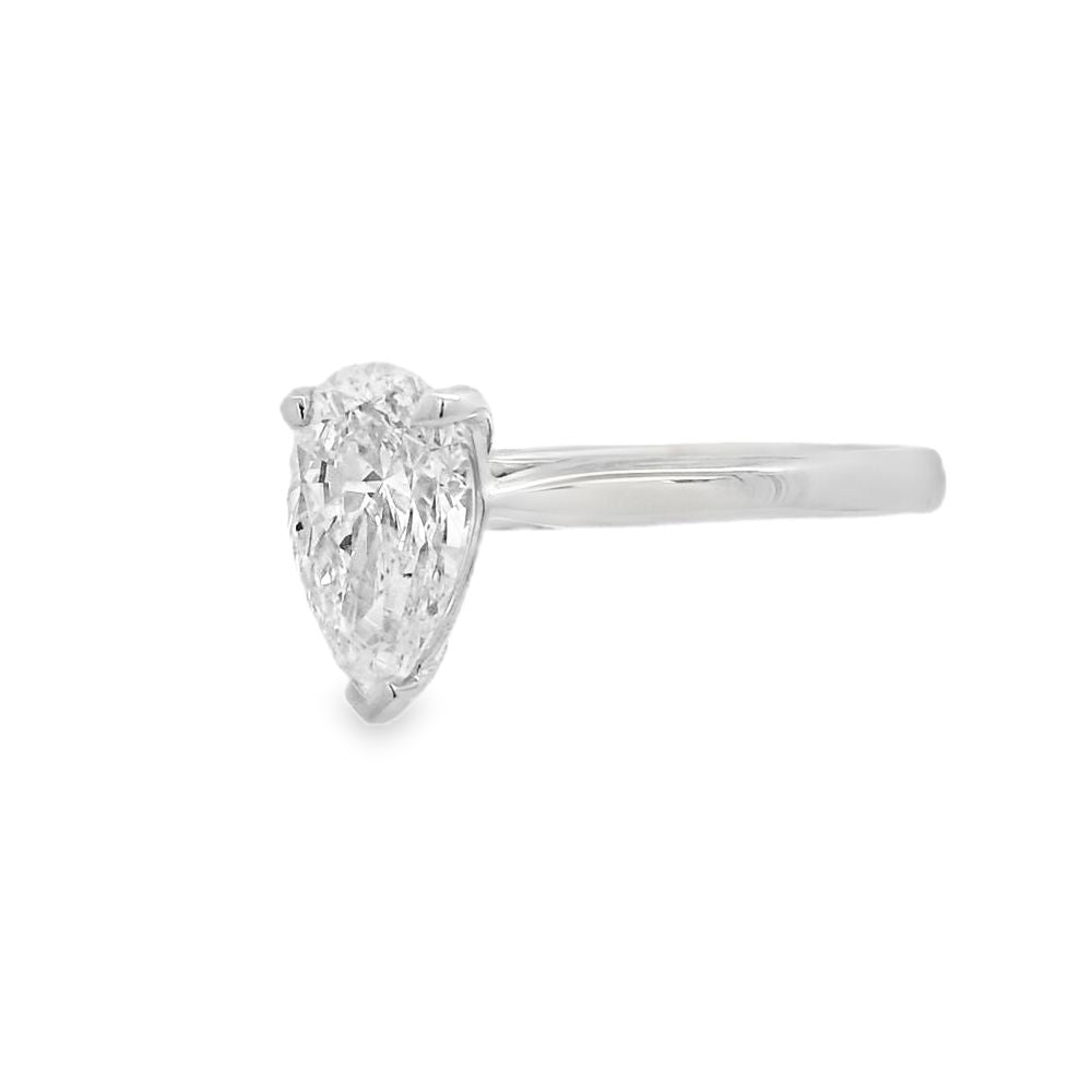 Pear Cut Single Stone 1.50ct Lab Grown Diamond, Platinum