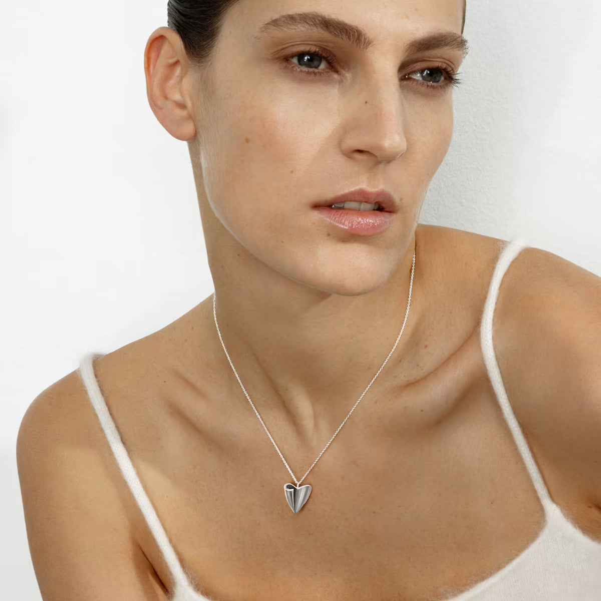 Georg Jensen Folding Heart Pendant, Sterling Silver