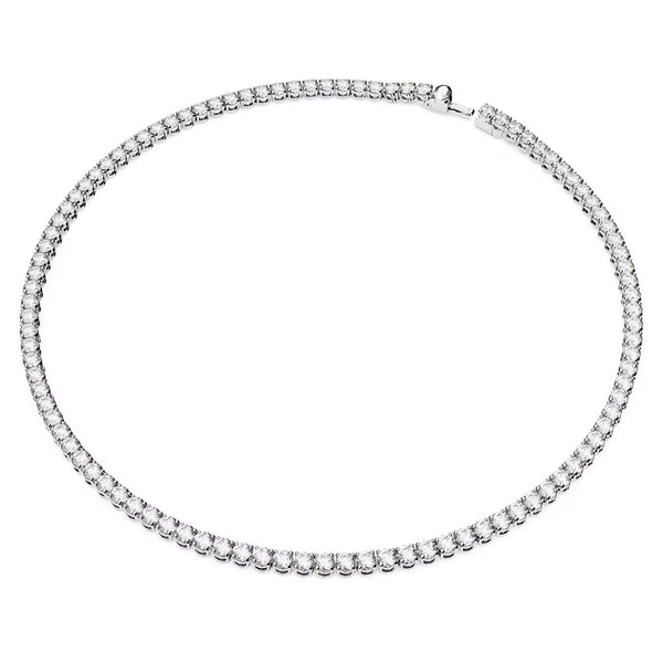 Swarovski Matrix Tennis necklace Medium, Round cut, White, Rhodium plated