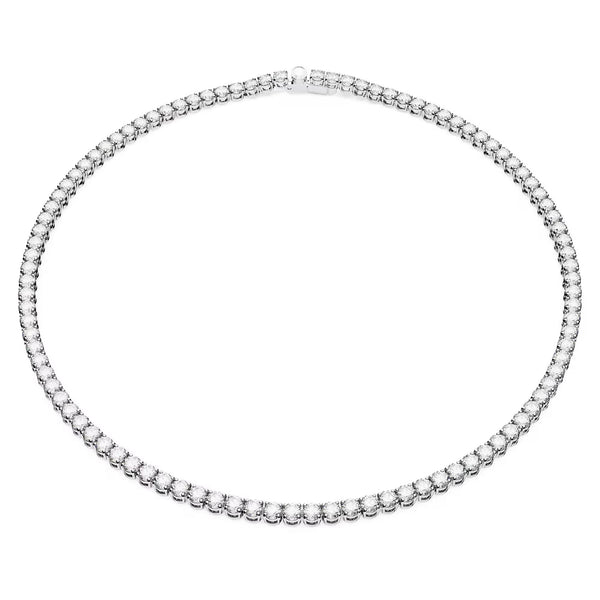 Swarovski Matrix Tennis necklace Medium, Round cut, White, Rhodium plated