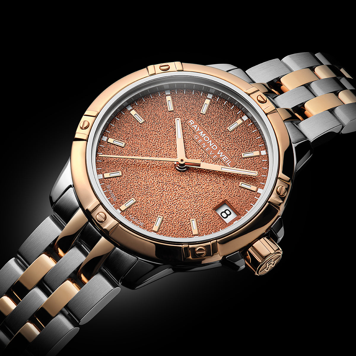 Raymond Weil Tango Ladies Two-Tone Frosted Terra Cotta Dial 30mm Watch