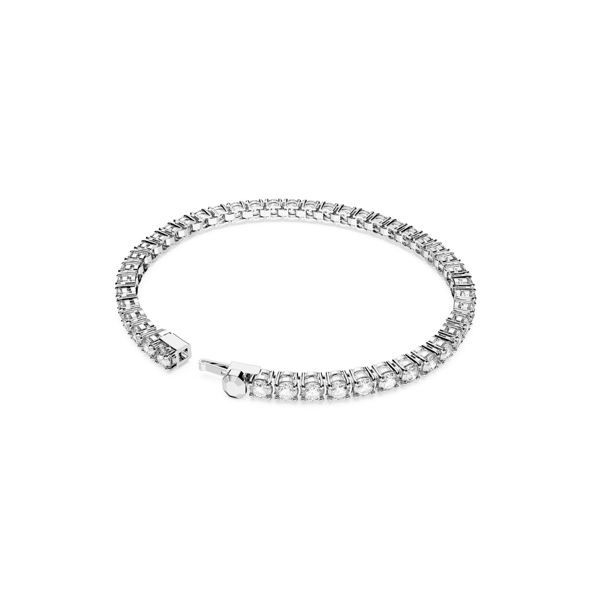 Swarovski Matrix Tennis bracelet Large, Round cut, White, Rhodium plated