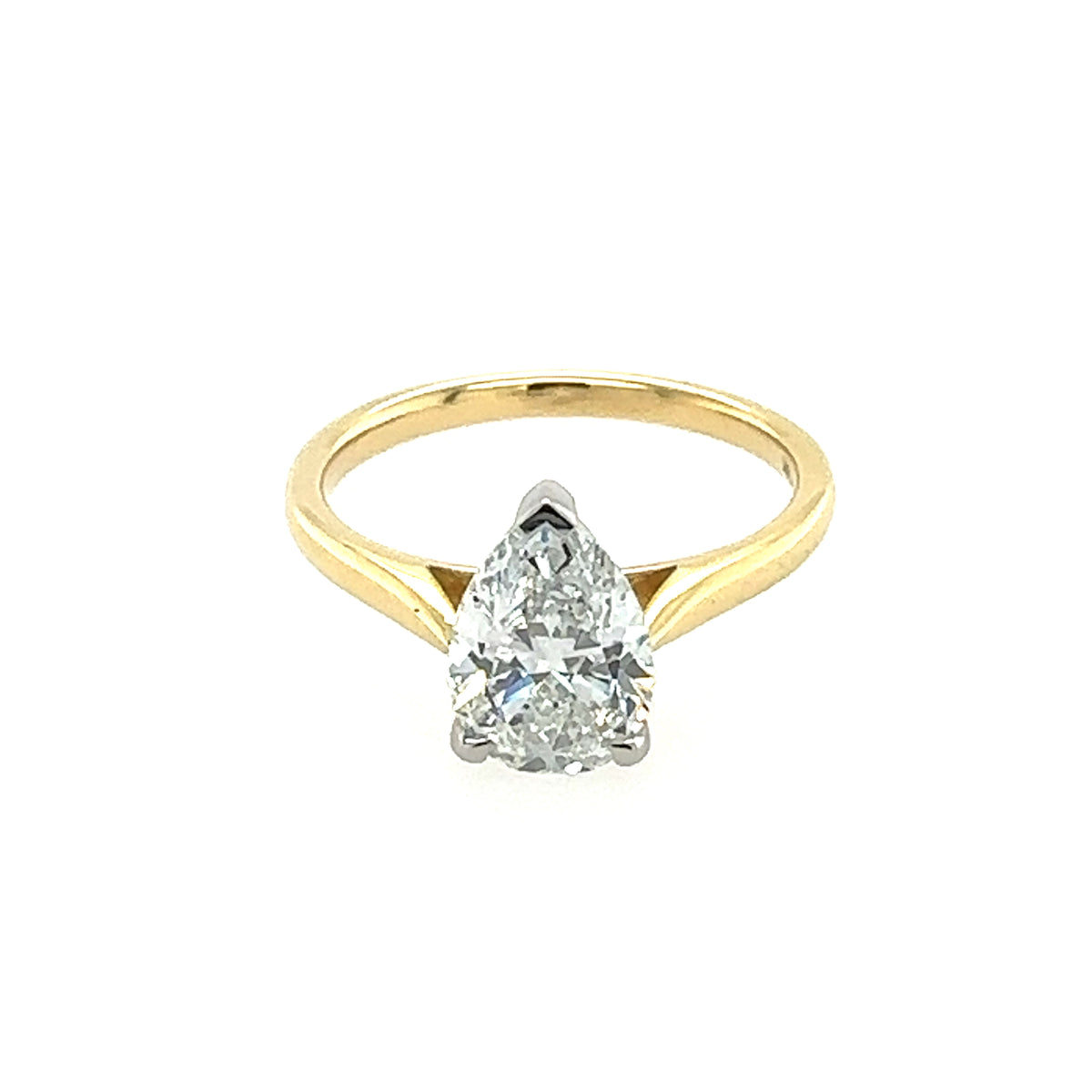 Pear Cut Single Stone 1.52ct Lab Grown Diamond, 18ct Yellow Gold