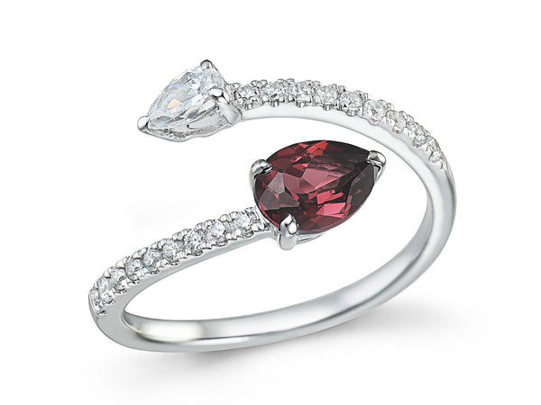 Ruby & Diamond Moi Et Toi Platinum Ring