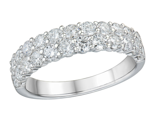 Diamond Double Row Round Platinum Ring