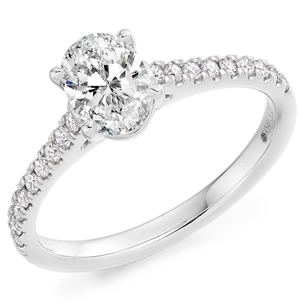 Platinum Oval Cut 0.70ct with Diamond Shoulders Ring