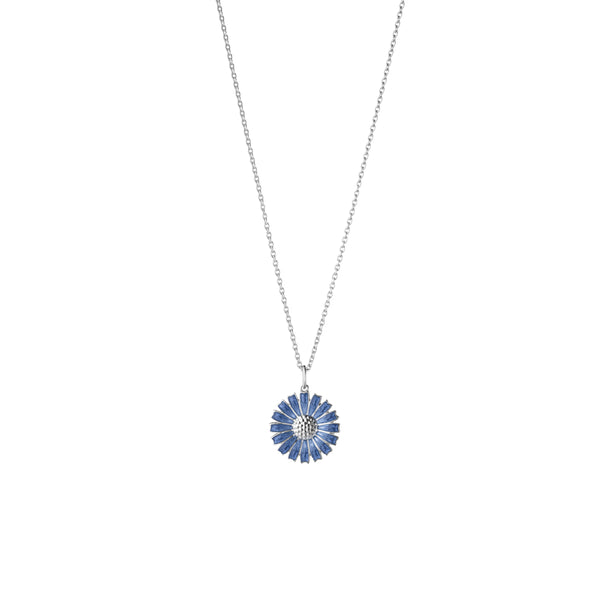 Georg Jensen Daisy Pendant, Sterling Silver, Blue Enamel