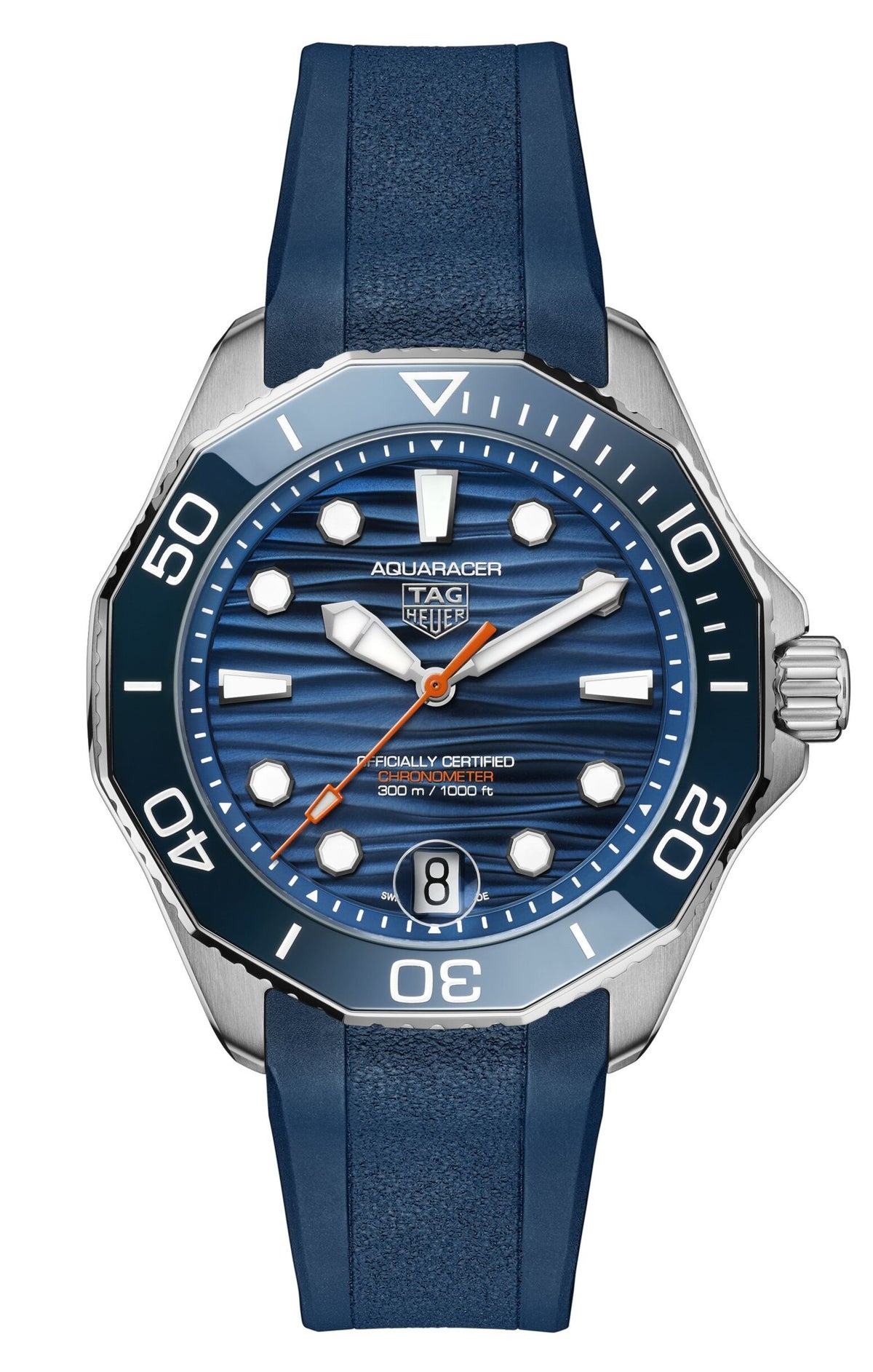 Tag Heuer Aquaracer Professional 300 Date, Blue Dial, Rubber Strap, 42mm Watch WBP5111.FT6259