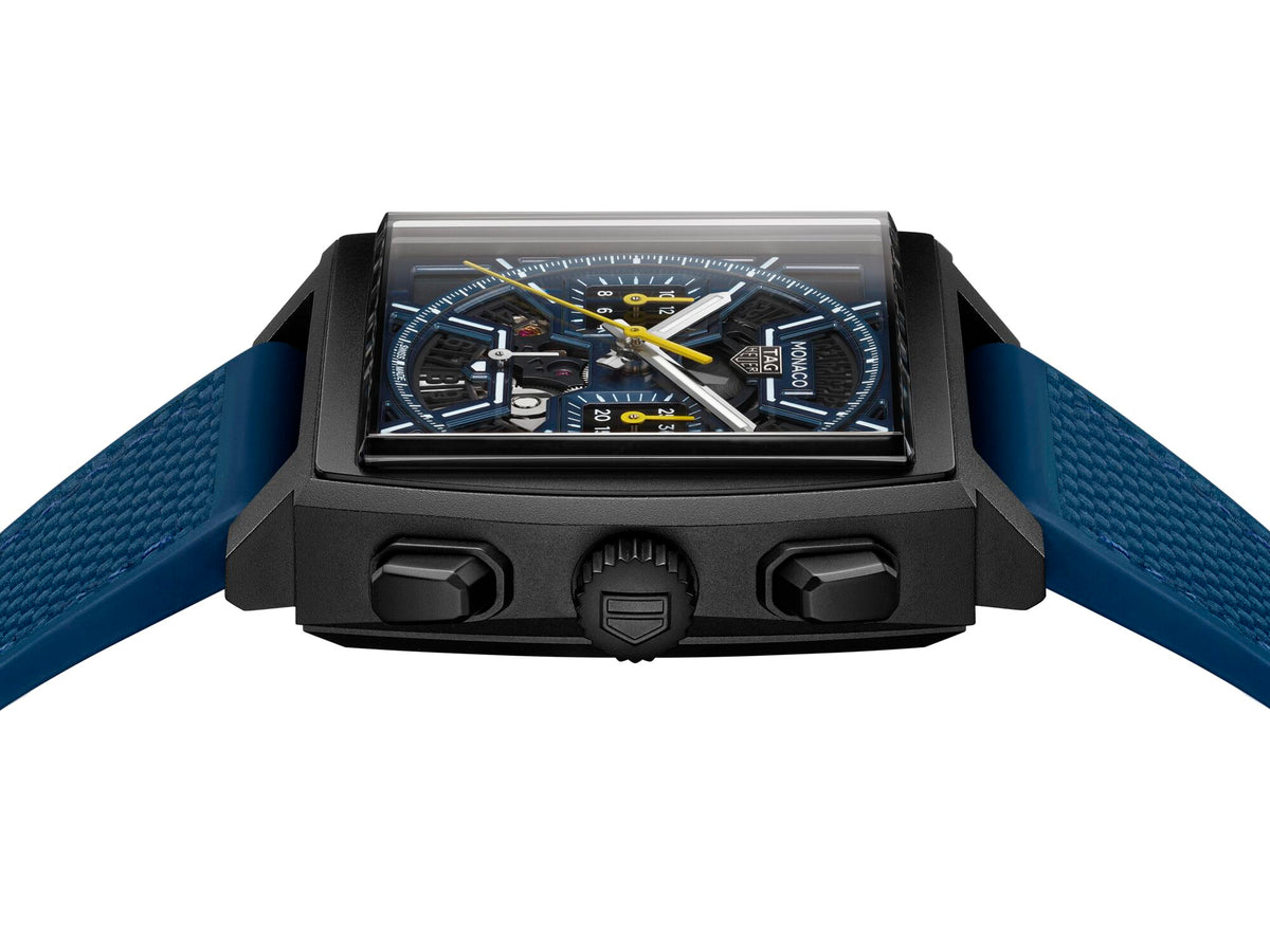 Tag Heuer Monaco Chronograph Titanium, Blue and Yellow Dial 39mm Watch CBL2188.FT6261