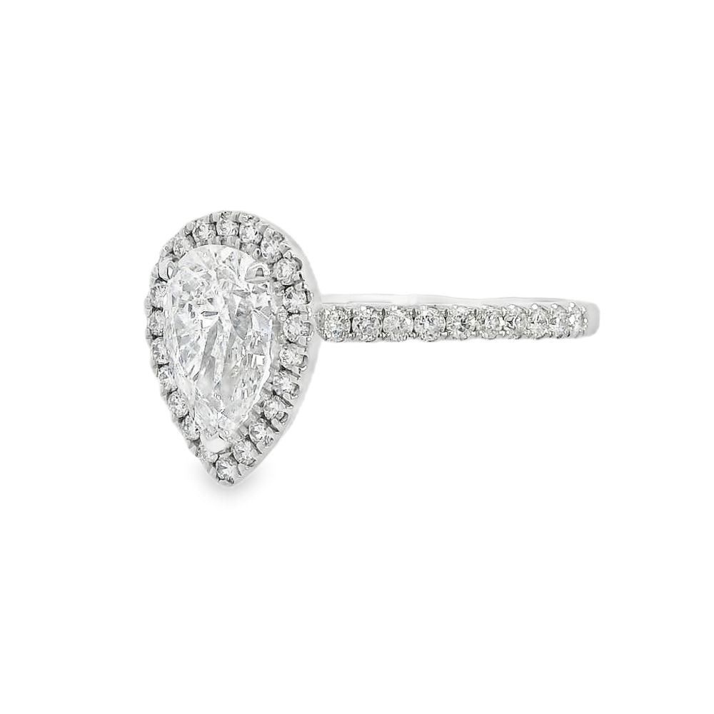 Pearl Cut Halo 1.00ct Lab Grown Diamond, Platinum