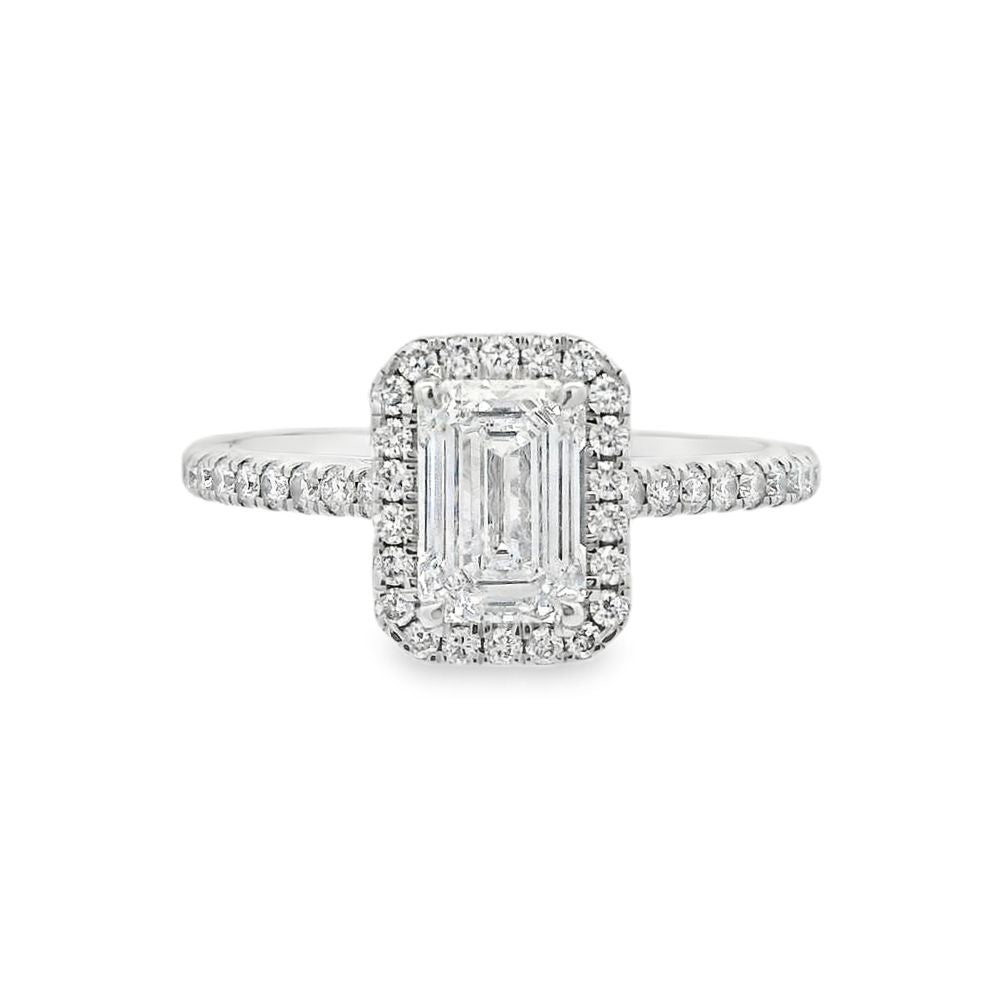 Emerald Cut Halo 1.02ct Lab Grown Diamond, Platinum