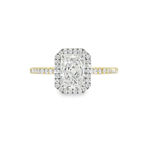 Radiant Cut Halo 1.01ct Lab Grown Diamond, 18ct Yellow Gold & Platinum