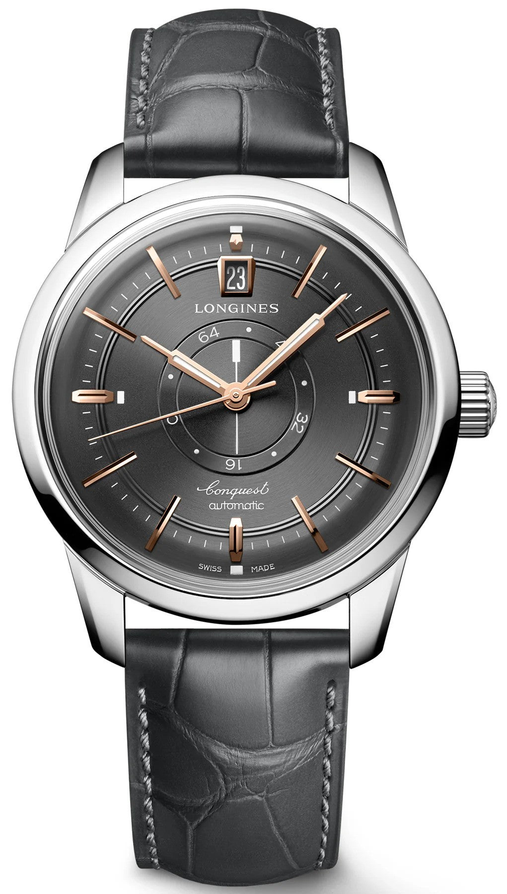 Longines Conquest Heritage Central Power Reserve, Anthractite, Leather Strap 38mm Watch L1.648.4.62.2