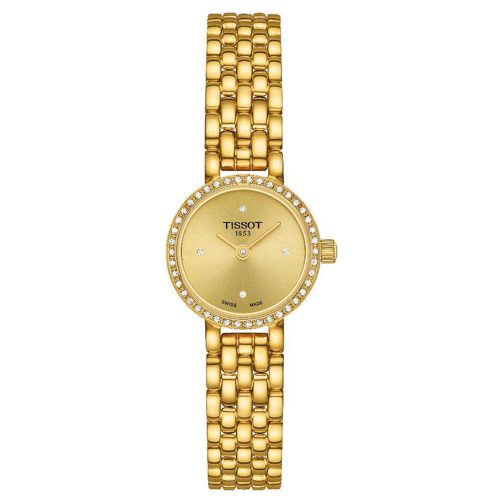 Tissot Lovely Round Gold Diamond Bezel Watch 19.5mm T1400096302600