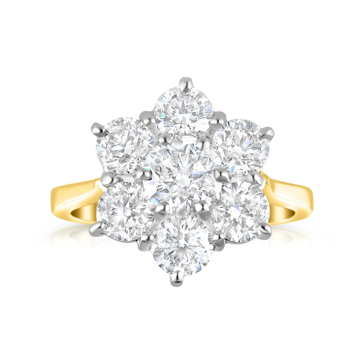Diamond 2.00ct Daisy Flower Cluster 18ct Yellow Gold