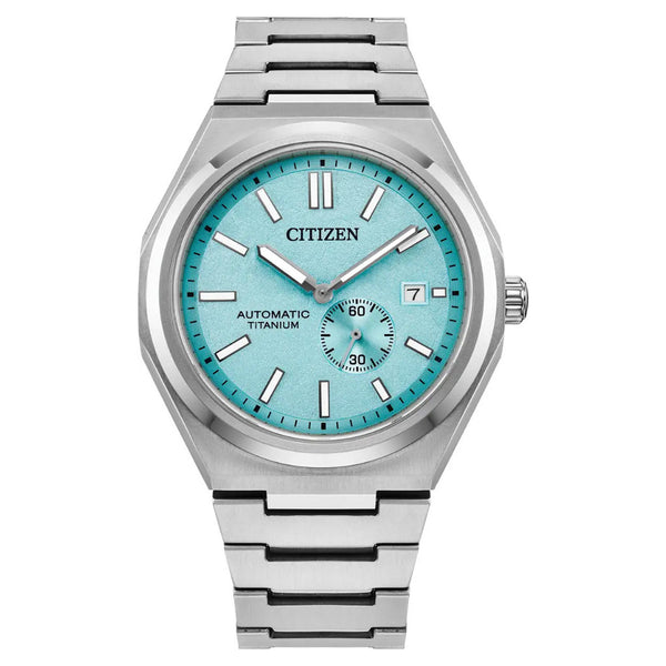 Citizen Automatic Zenshin Super Titanium Turquoise Blue 41mm Watch NJ0180-80M