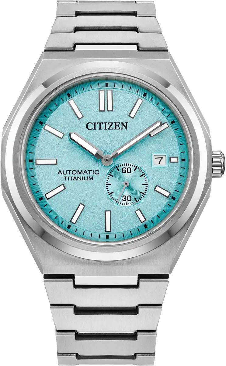 Citizen Automatic Zenshin Super Titanium Turquoise Blue 41mm Watch NJ0180-80M