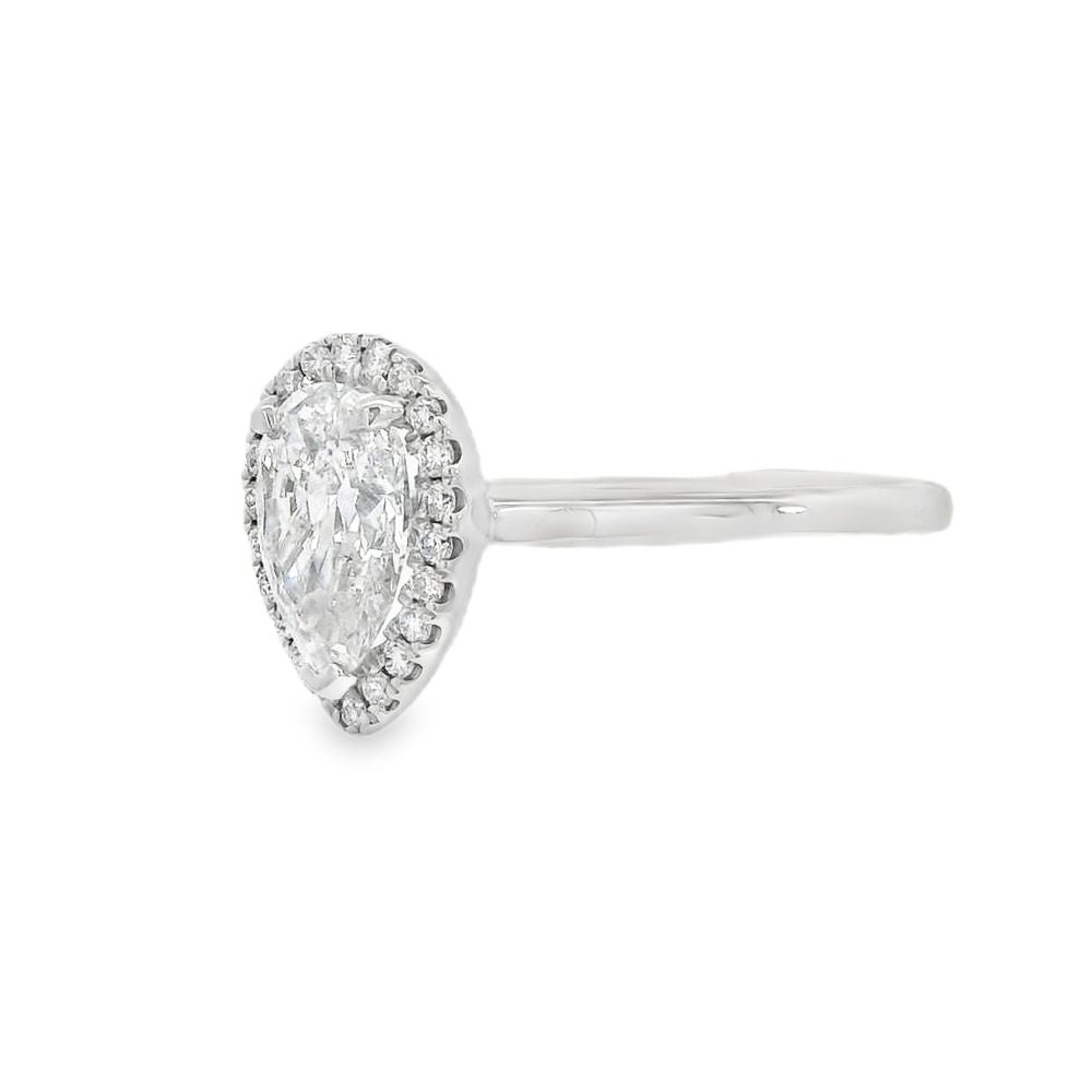 Pear Cut Halo 1.04ct Lab Grown Diamond, Platinum