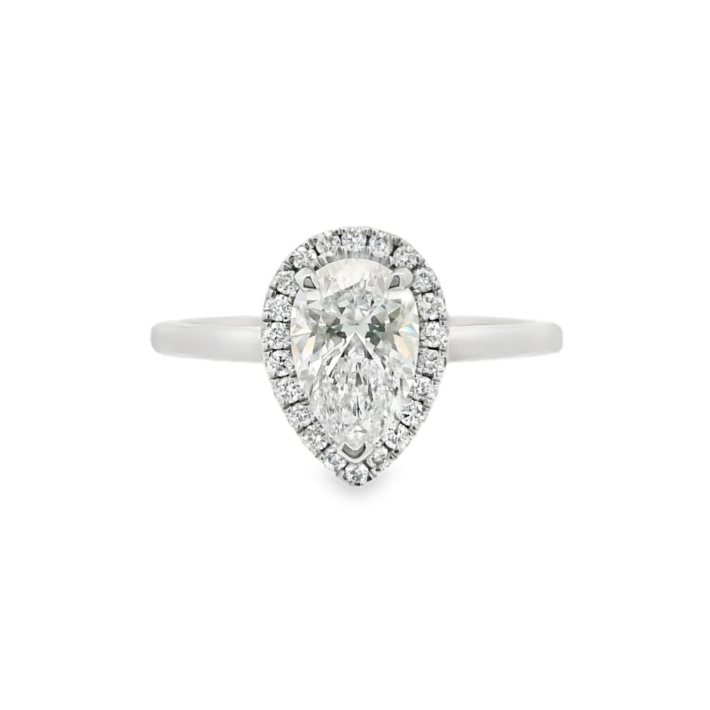 Pear Cut Halo 1.04ct Lab Grown Diamond, Platinum