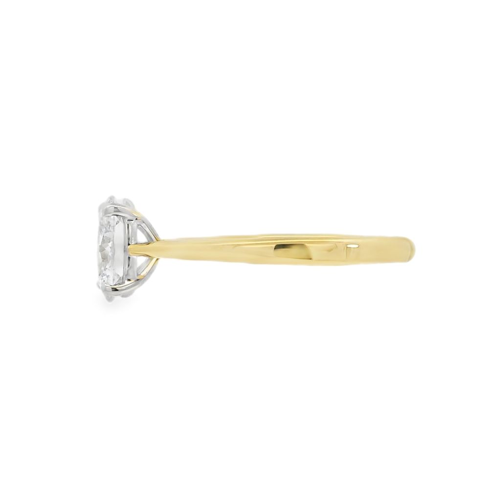 Oval Cut Single Stone 1.01ct Lab Grown Diamond, 18ct Yellow Gold