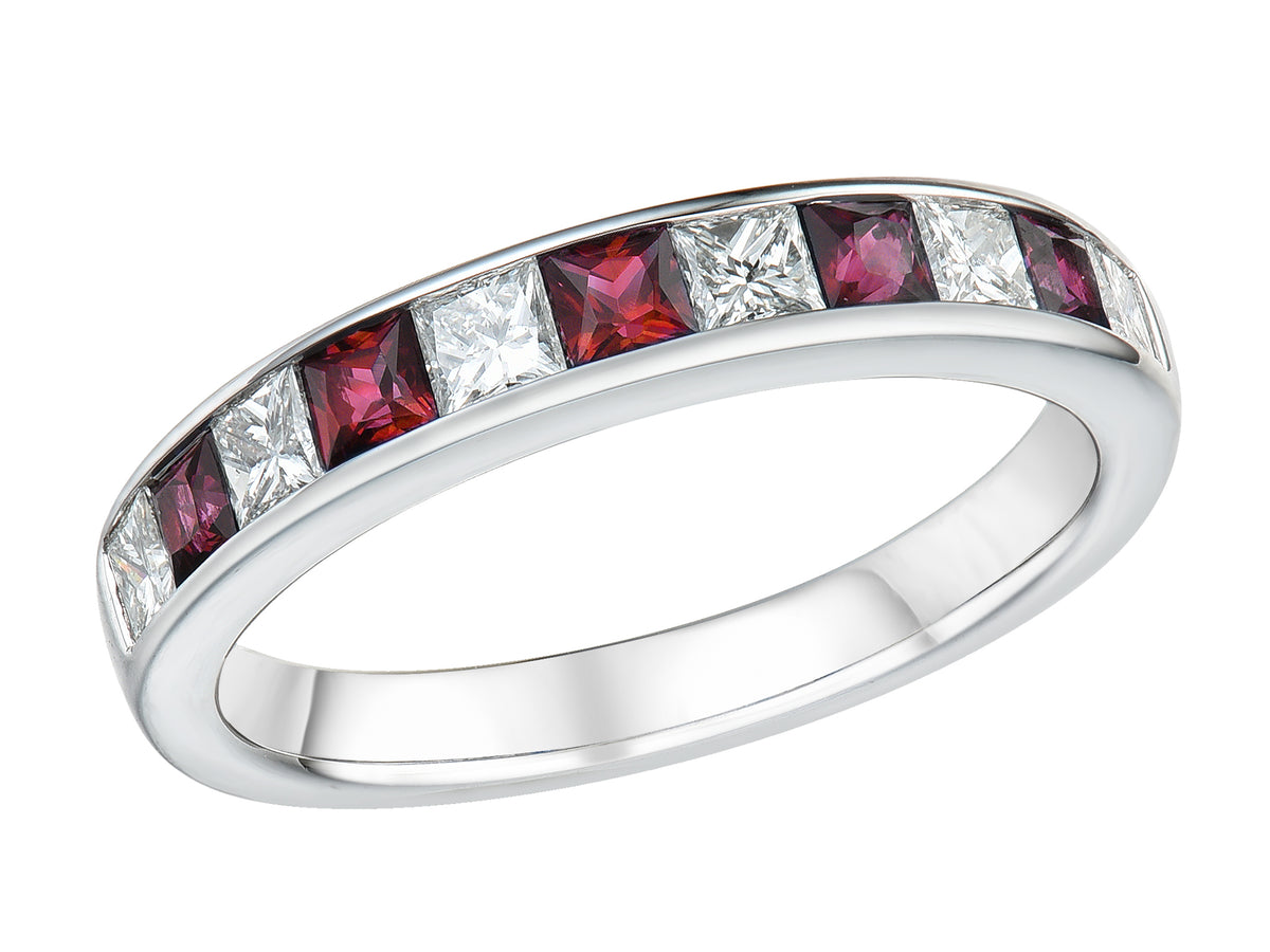 Ruby & Diamond 18ct White Gold Eternity Ring
