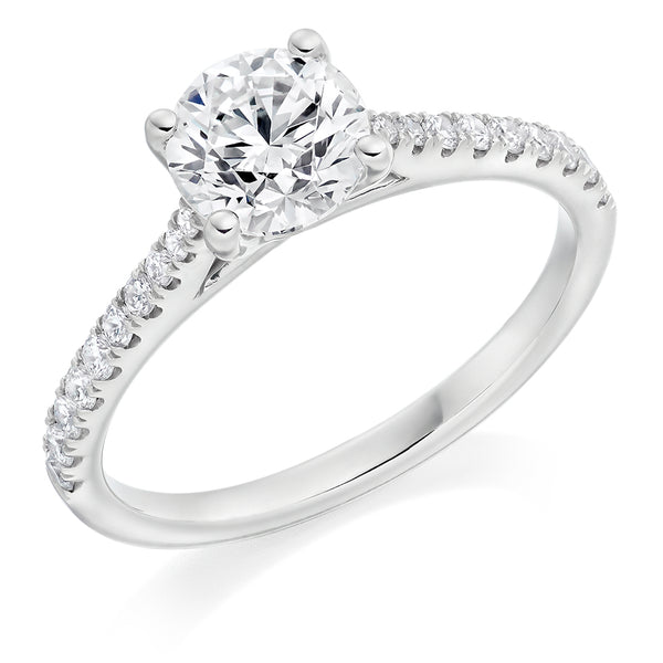 Platinum Round Brilliant Cut 0.70ct with Diamond Shoulders Ring