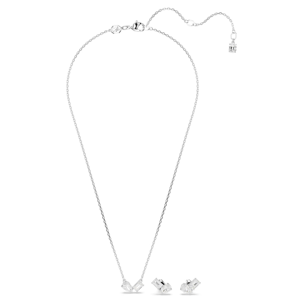 Swarovski Mesmera set, Mixed cuts, White, Rhodium plated