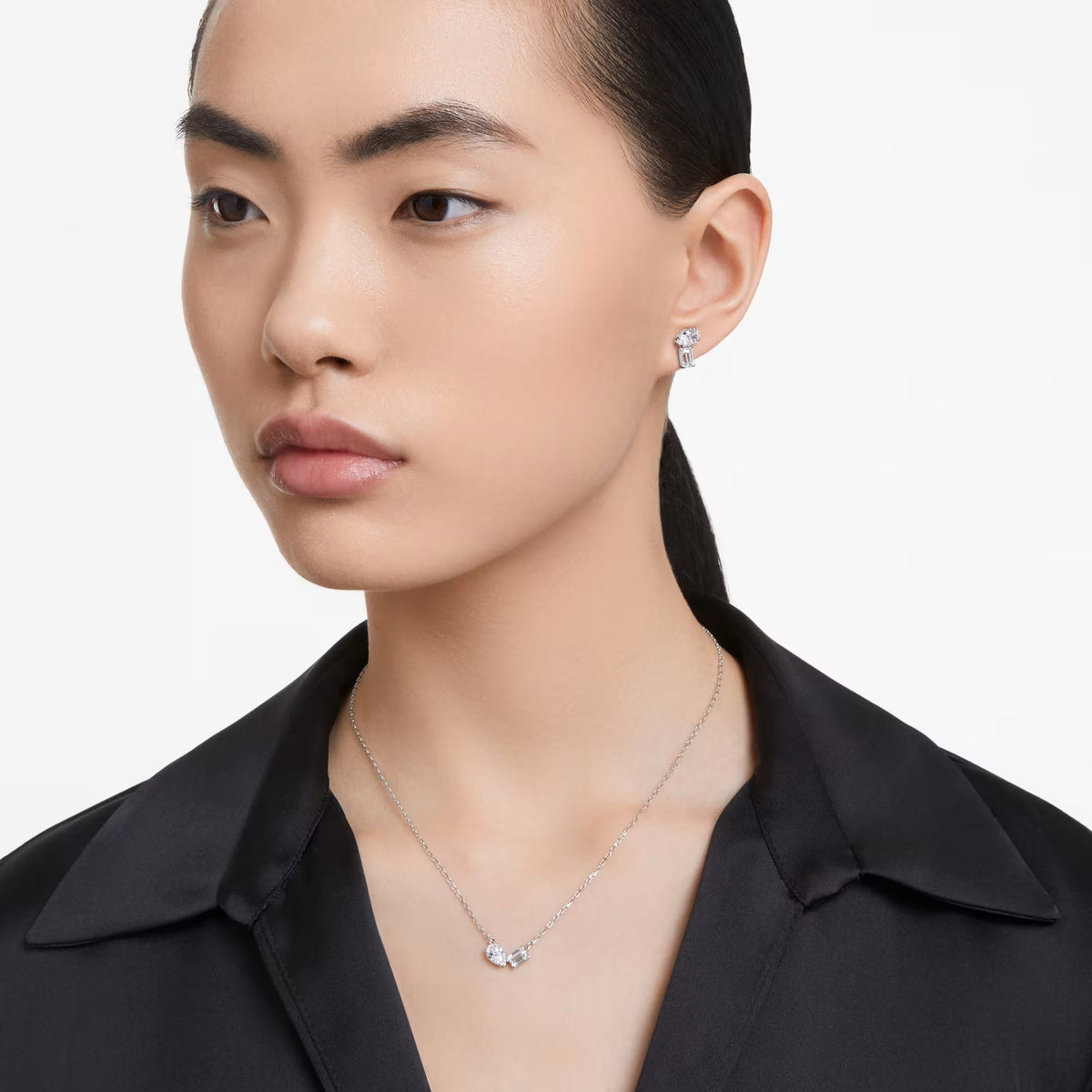 Swarovski Mesmera set, Mixed cuts, White, Rhodium plated