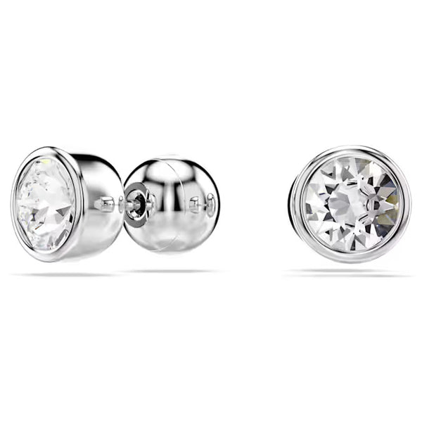 Swarovski Imber stud earrings, Round cut, White, Rhodium plated