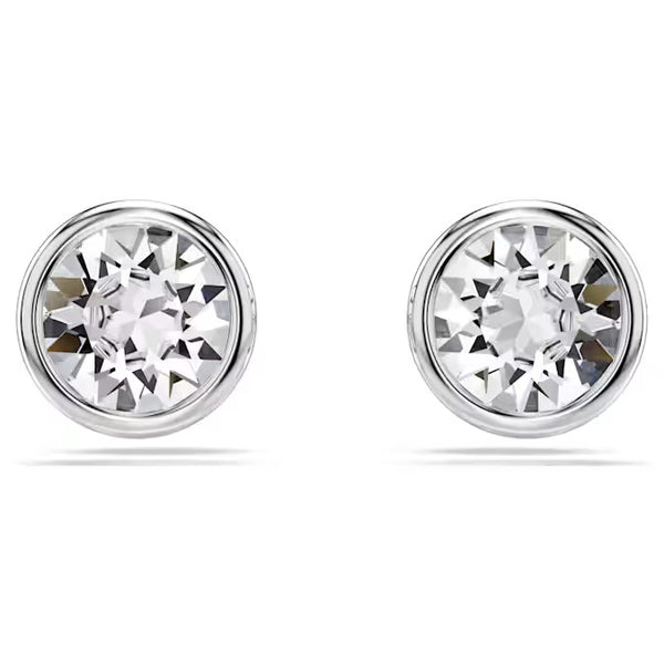 Swarovski Imber stud earrings, Round cut, White, Rhodium plated
