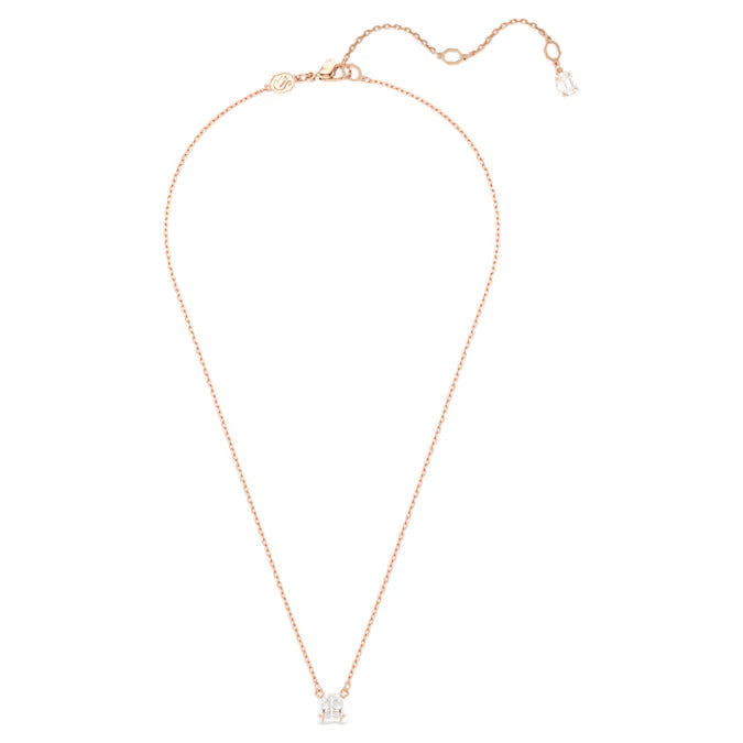 Swarovski Stilla pendant, Square cut, White, Rose gold-tone plated