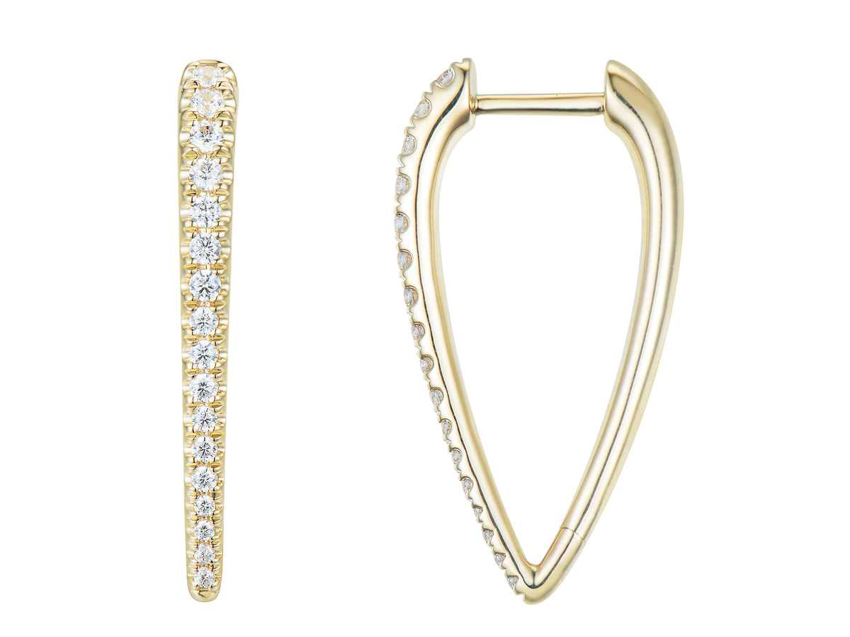 Diamond 18ct Yellow Gold Traingle Hoop Earrings