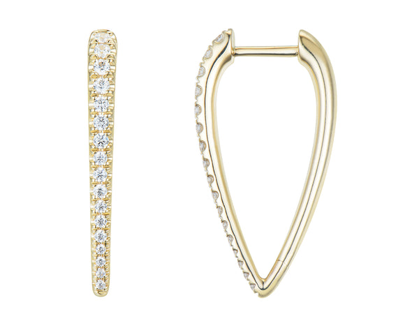 Diamond 18ct Yellow Gold Traingle Hoop Earrings