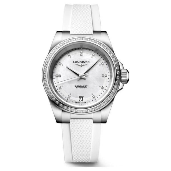 Longines Conquest Automatic Diamond Dial & Bezel Rubber 34mm Watch L34300879