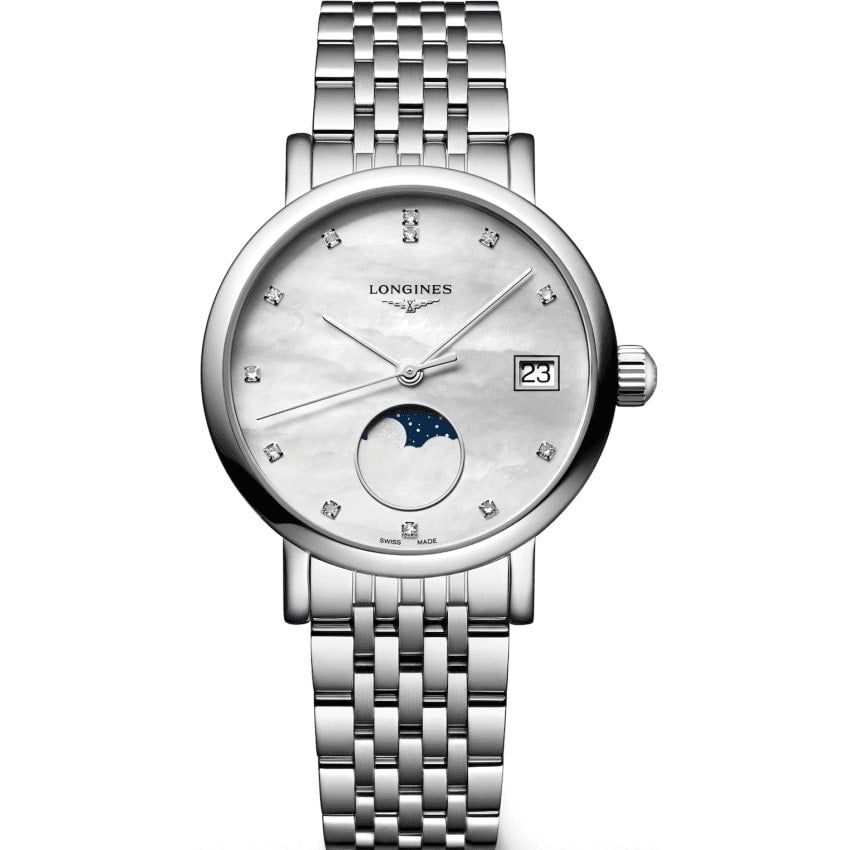 Longines Elegant Moonphase Diamond Dial 30mm Watch L4.330.4.87.6