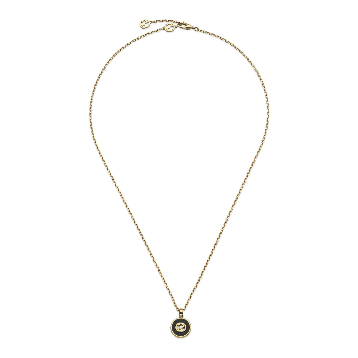 Gucci Interlocking 18ct Yellow Gold Diamond and Black Onyx Necklace