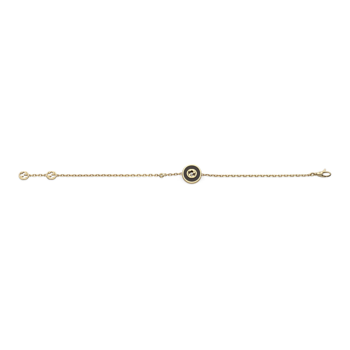Gucci Interlocking 18ct Yellow Gold Diamond and Black Onyx Bracelet