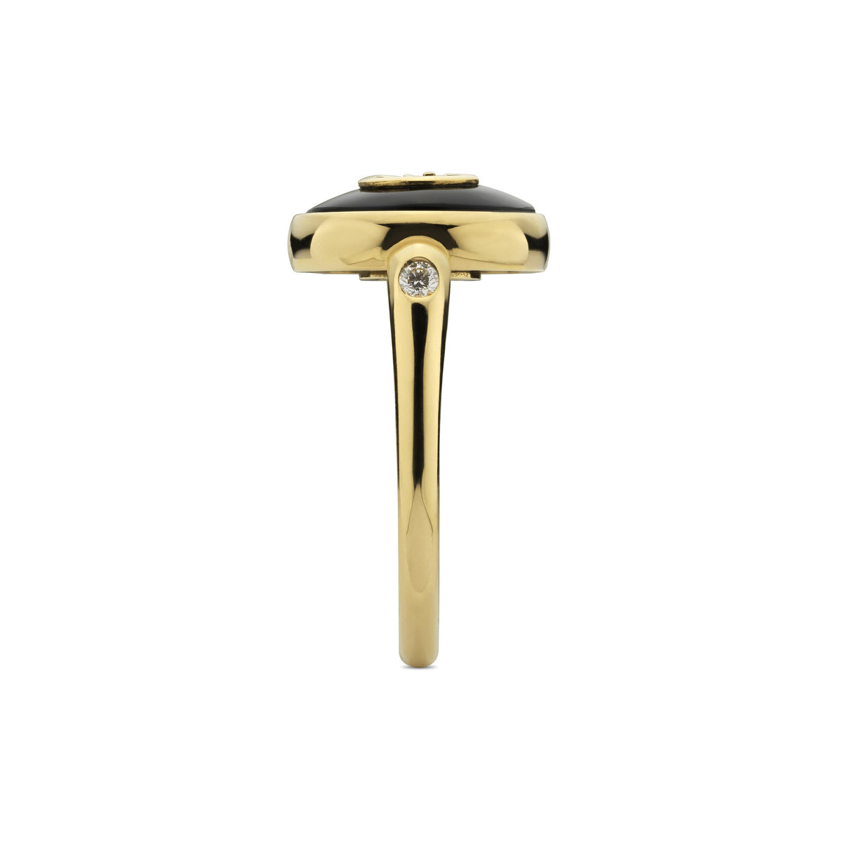 Gucci Interlocking 18ct Yellow Gold Black Onyx Ring