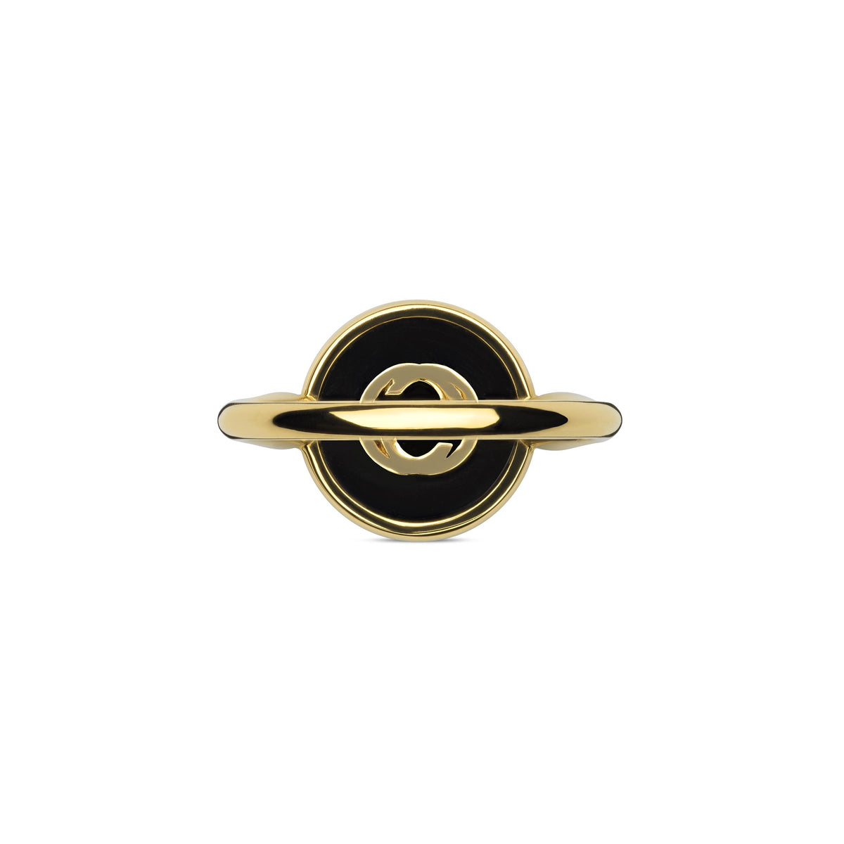 Gucci Interlocking 18ct Yellow Gold Black Onyx Ring