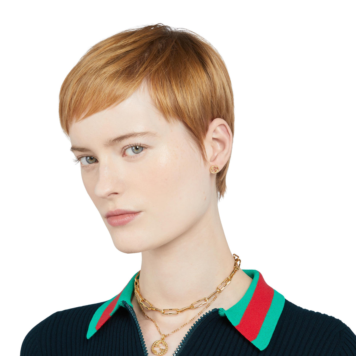 Gucci Interlocking 18ct Yellow Gold Large Stud Earrings