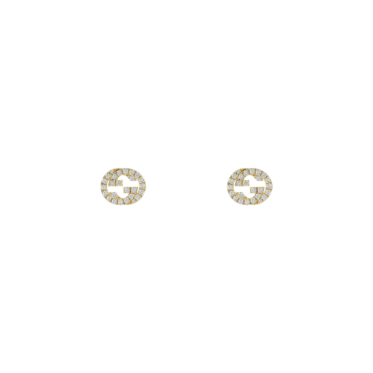 Gucci Interlocking 18ct Yellow Gold & Diamond Stud Earrings
