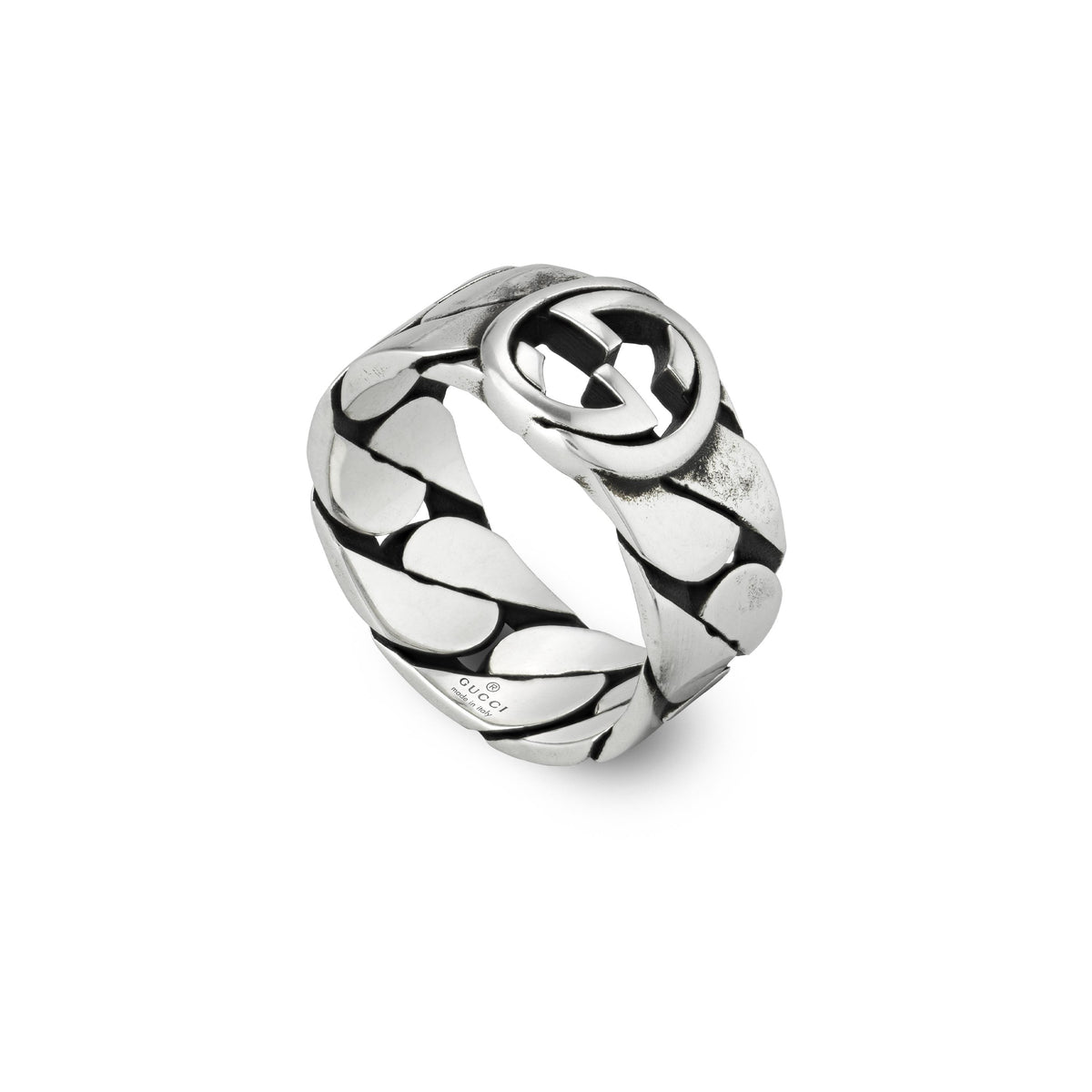 Gucci Interlocking Sterling Silver Wide Ring