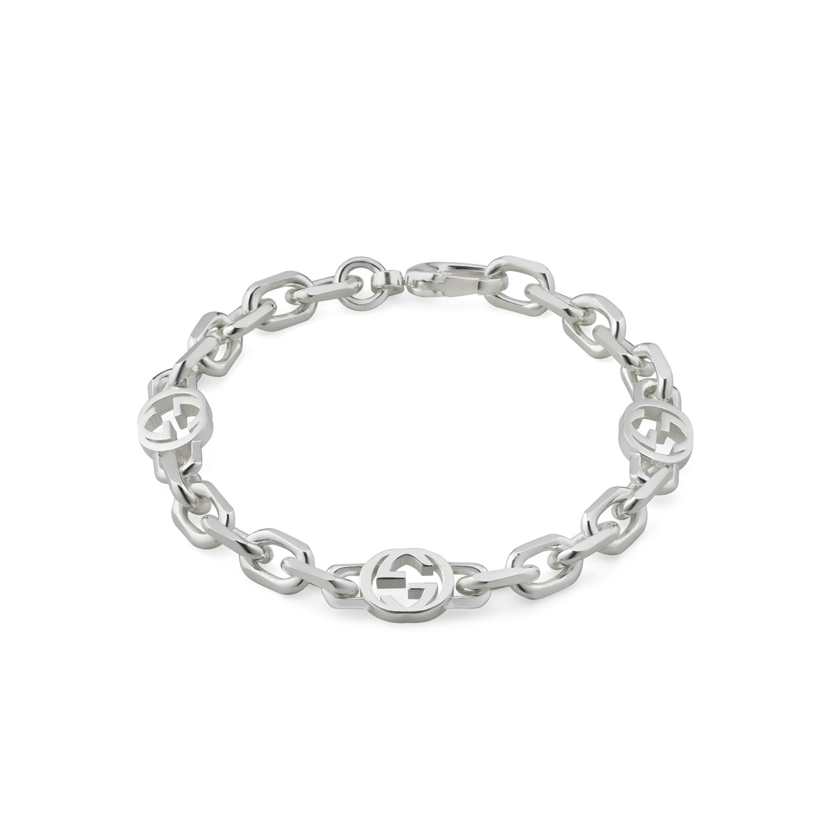 Gucci Interlocking Sterling Silver Chain Bracelet