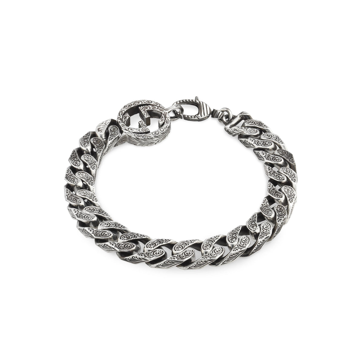 Gucci Interlocking Sterling Silver Heavy Bracelet