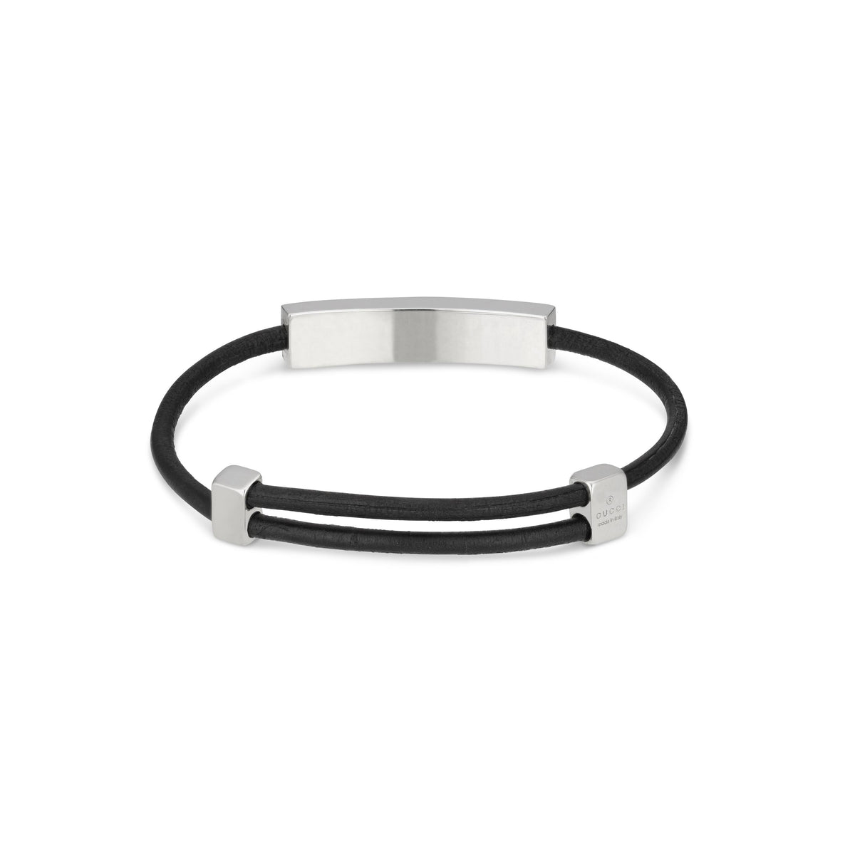 Gucci Interlocking G Sterling Silver Diagonal Leather Bracelet