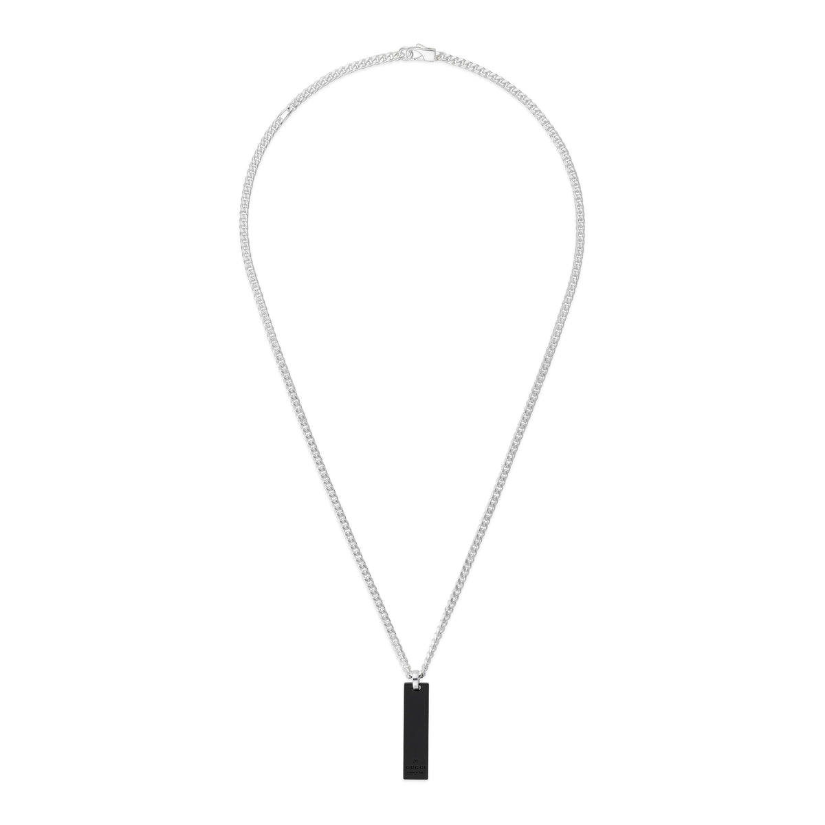 Gucci GG Tag Sterling Silver Chain Necklace