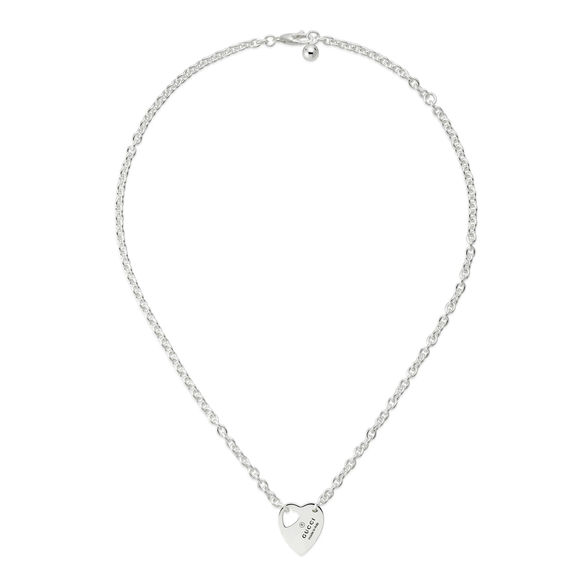 Gucci Trademark Sterling Silver Chain Pendant Necklace